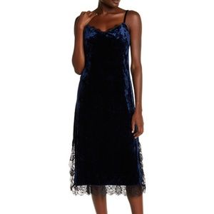 CHELSEA28 Nordstrom Blue Velvet Lace Slip Dress  